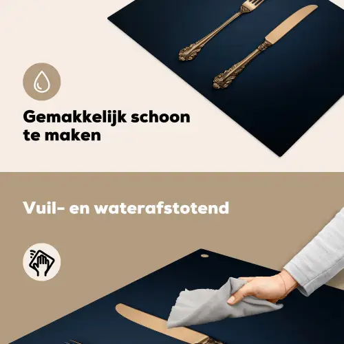 Bestek - Donkerblauw - Goud Inductie beschemer met haakjes klein -ky-schoon-nl
