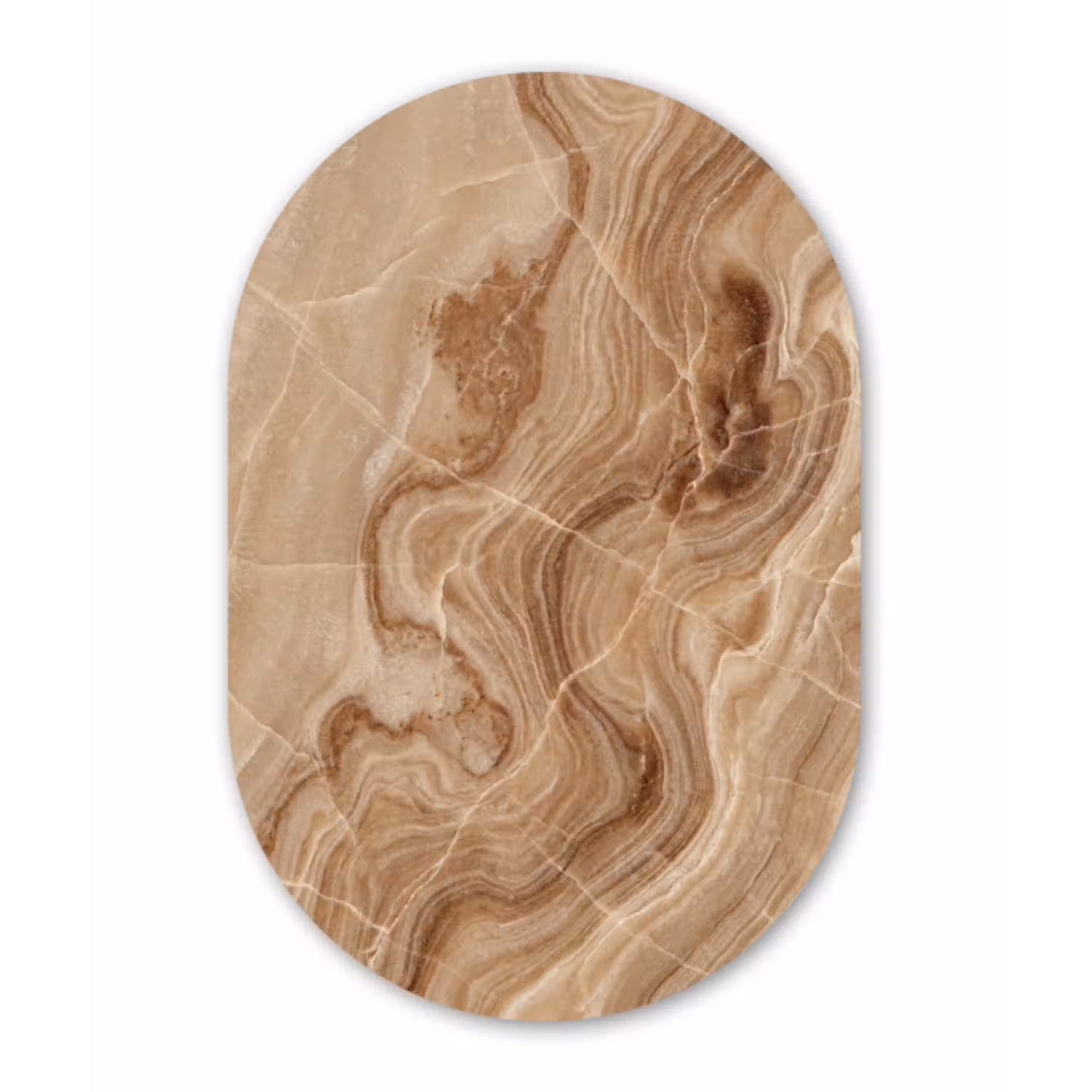Textuur - Golvend - Abstract - Warm - Bruin Wandcirkel Ovaal Forex klein -3d