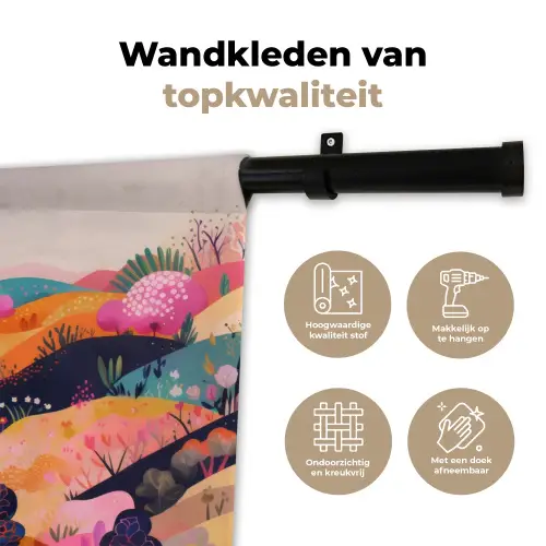 Golvende heuvels - Abstracte planten - Dromerig Wandkleed katoen klein -sfeer2
