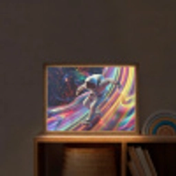 Astronaut - Ruimte - Skateboard - Kleurrijk Light Box met batterij (Wandlamp kind) middel -sfeer1_kind