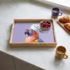 Papegaai - Koksmuts - Paars - Cute Dienblad Rechthoek middel -sfeer2