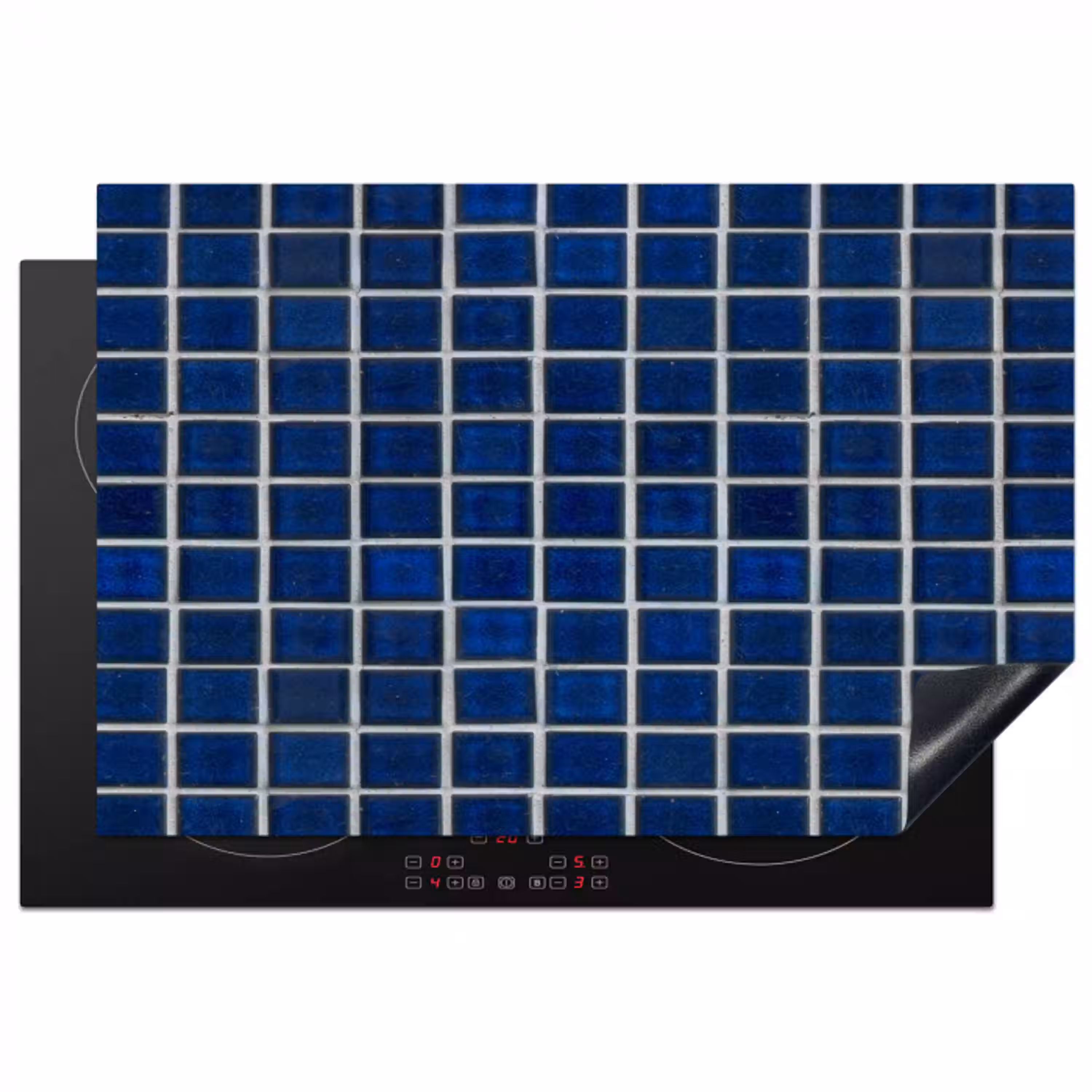 Mozaïek - Tegels- Glanzend - Blauw Inductie beschermer vinyl 3mm klein 276 -3d