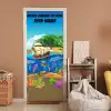 Piratenschiff am Strand mit bunter Unterwasserwelt. deurposter klein -sfeer1