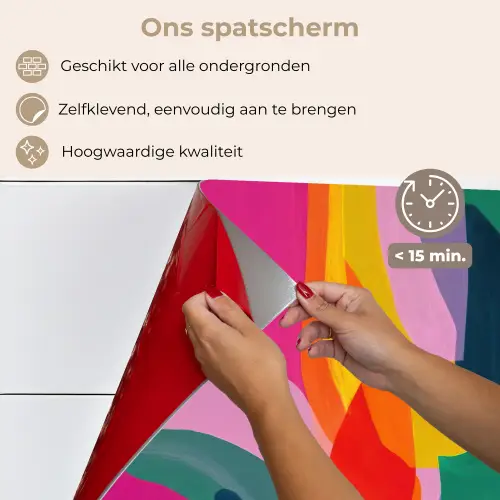 Vormen - Golvend - Abstract - Felroze keuken achterwand spatscherm klein -spatscherm_NL