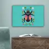 Kever - Bloemmotieven - Turquoise - Bladeren canvas 2cm klein -sfeer4