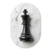 Schaakstuk - Koning - Zwart - Marmer Wandcirkel Ovaal Glas middel -3d