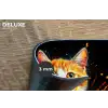 Kat - Eten - Patat - Graffiti - Abstract Placemat vinyl groot -closeup