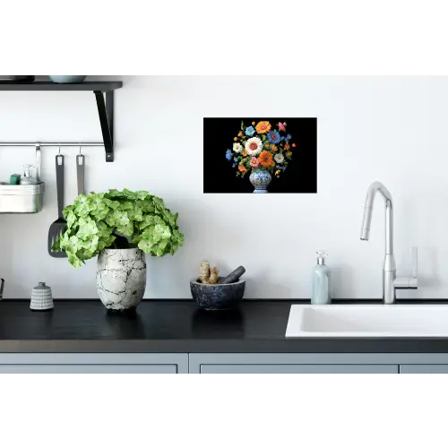 Vaas - Boeket - Bloemen - Kleur Muursticker klein -keuken