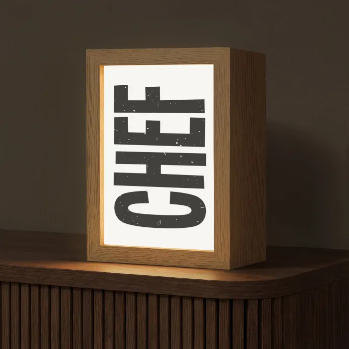 Chef - Japandi - Decoratie - Vintage Light Box met kabel (Tafellamp) klein -z3d_website
