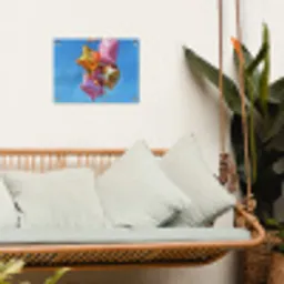 Ballonnen - Goud - Stervorm - Roze tuinposter los doek klein -sfeer7
