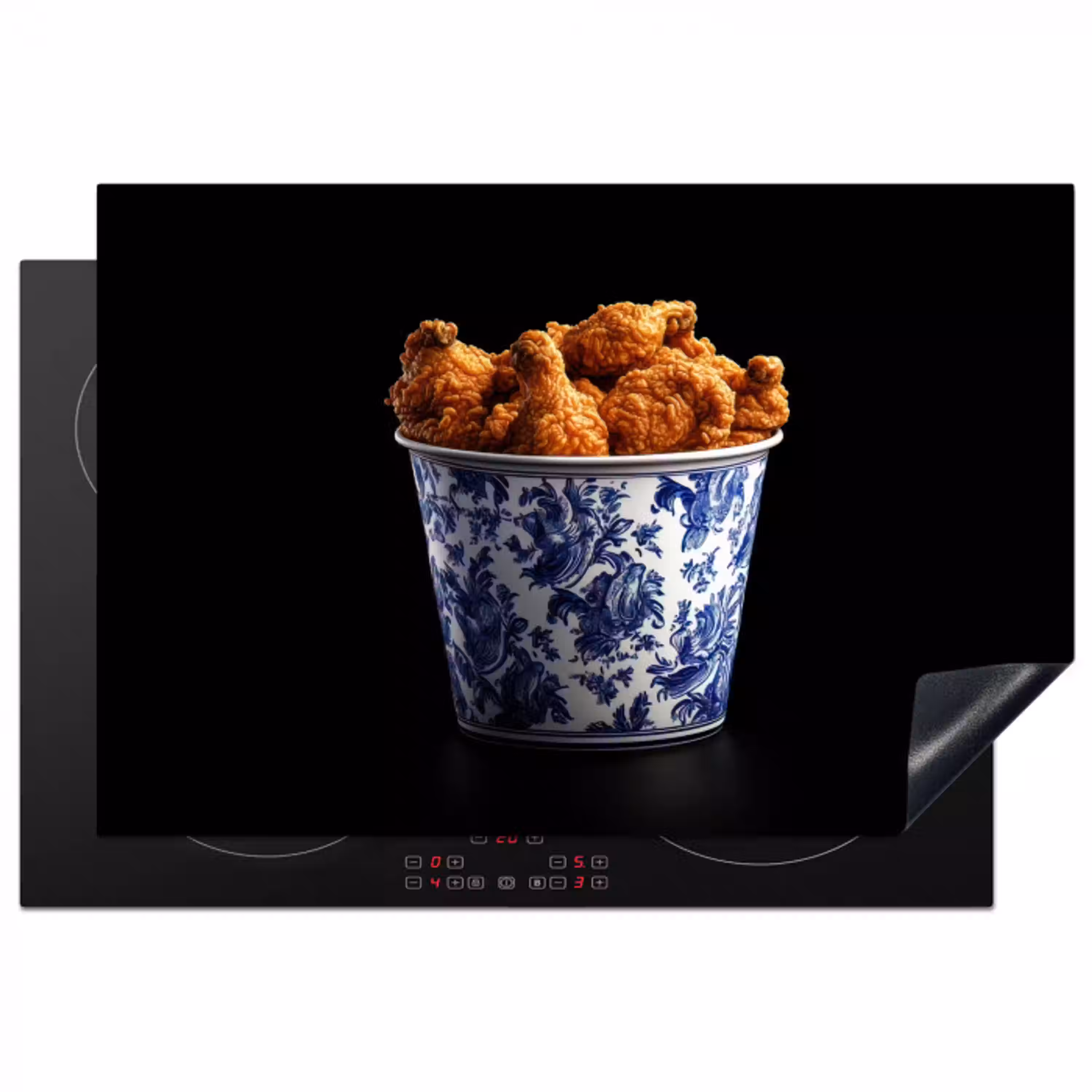 Kip - Bucket - Delfts blauw - Lekker Inductie beschermer vinyl 3mm klein -3d