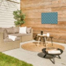 Symmetrisch - Patroon - Blauw Tuinposter op houten frame 2 cm dik klein 845 -sfeer2