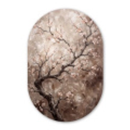 Bloesem - Takken - Schilderij - Beige - Serene Wandcirkel Ovaal Forex klein -3d