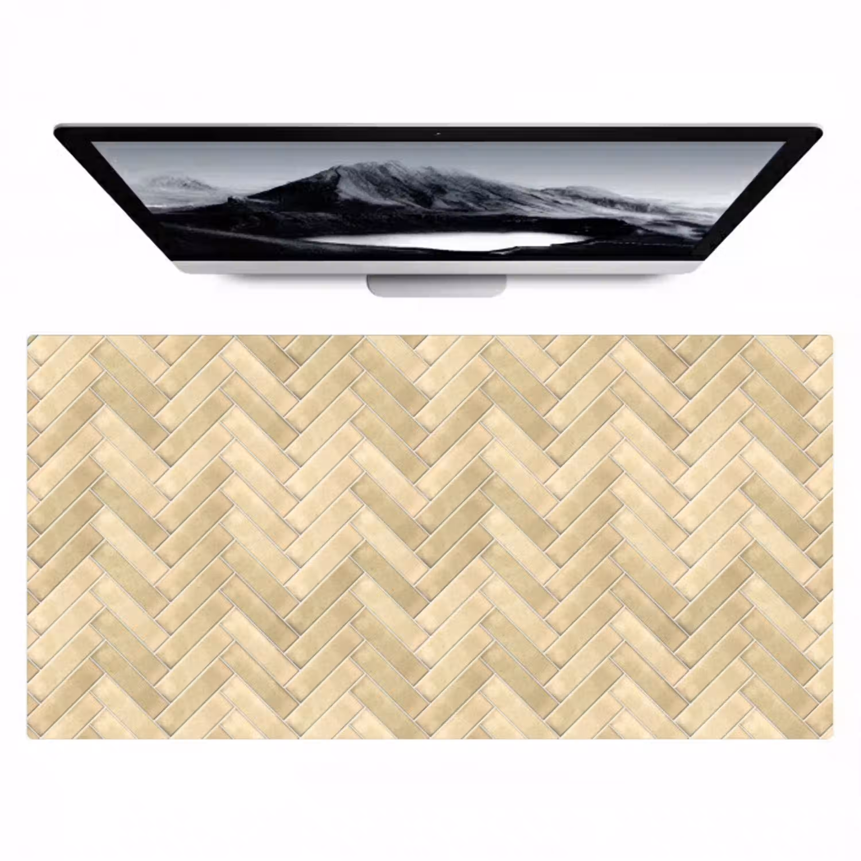 Visgraat - Tegel - Zand Muismat XXL klein 681 -zzz3d