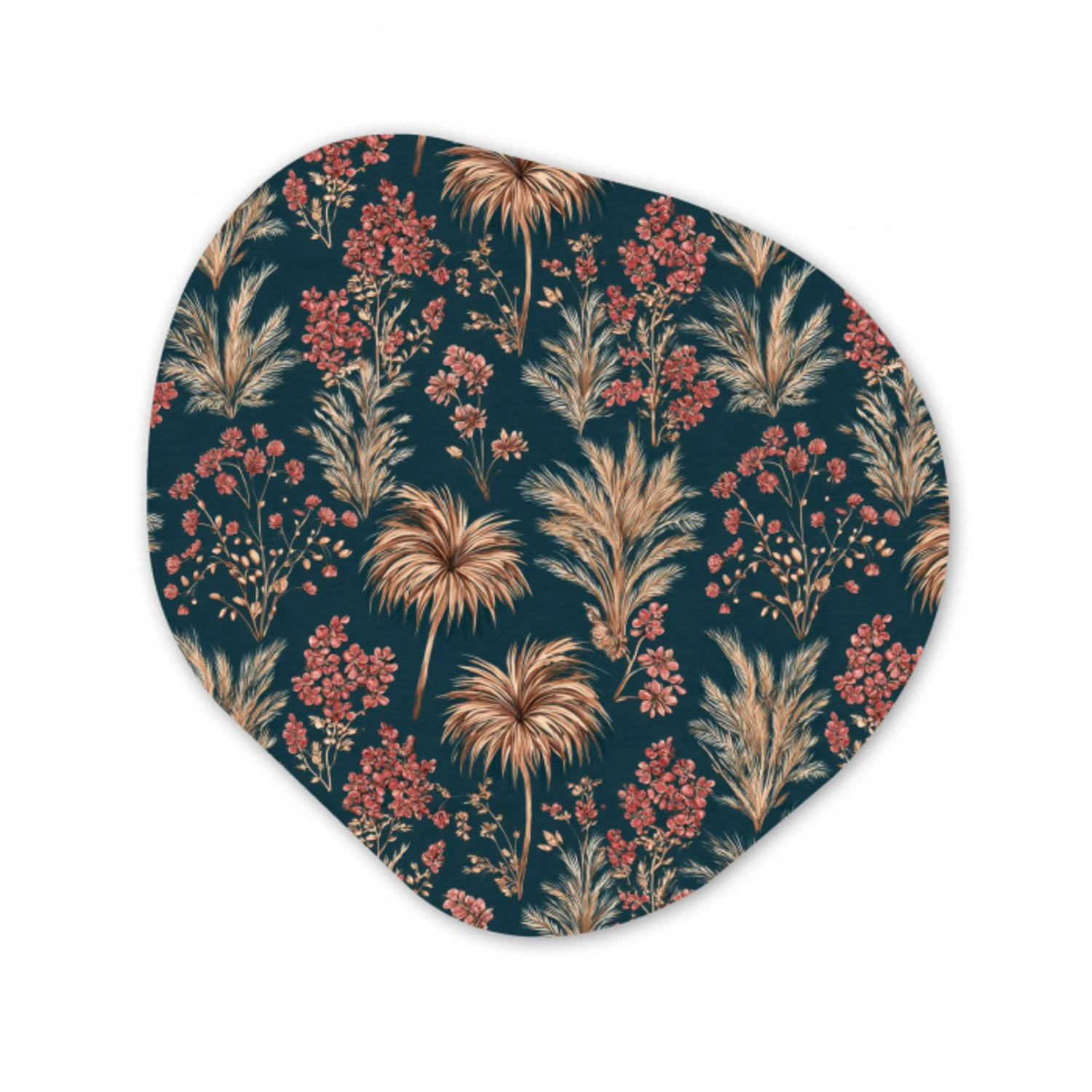 Botanisch - Patroon - Blauw Wandcirkel Organisch Forex 3mm klein 629 -3d
