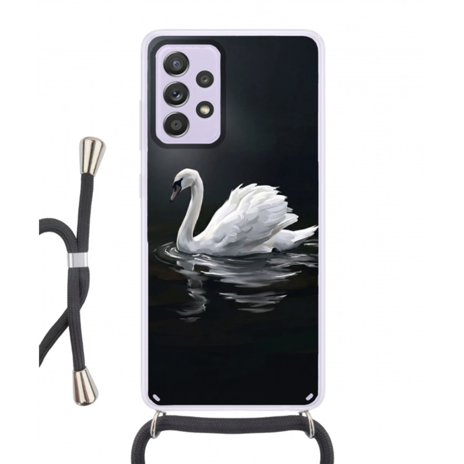 Zwaan - Water - Natuur - Realistisch - Wit Hoesje Samsung Galaxy A52 5G met koord klein -3d