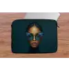Vrouw - Vlinder - Bril - Blauw - Modern - Portret laptophoes neopreen klein -tafel