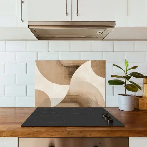 Retro - Geometrische lagen - Aardetinten keuken achterwand spatscherm klein -sfeer2
