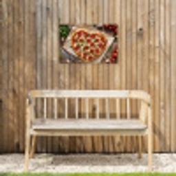 Pizza - Hart - Pepperoni - Tomaat Tuinposter op houten frame 2 cm dik klein -sfeer4