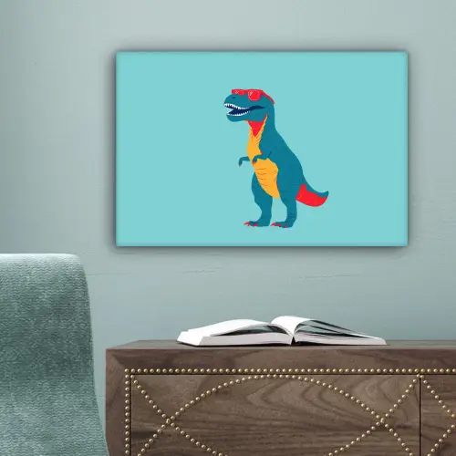 Dinosaurus - Blauw - Zonnebril canvas 2cm klein -sfeer4