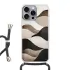 Golven - Abstract - Beige Hoesje iPhone 16 Pro Max met koord klein -3d