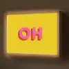 Geel - Roze - Oh - 3D Light Box met batterij (Wandlamp) middel -z3d_website
