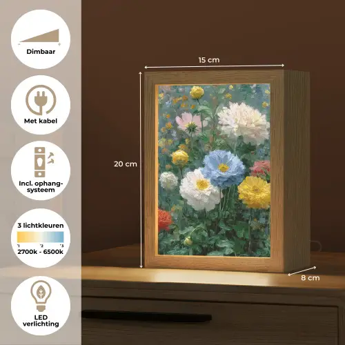 Close-up - Veld - Bloemen - Kleurrijk Light Box met kabel (Tafellamp) klein -USP_NL