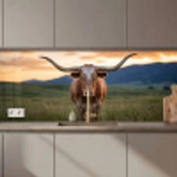Longhorn - Landschap - Zonsondergang keuken achterwand 2 middel zz_3dshopping