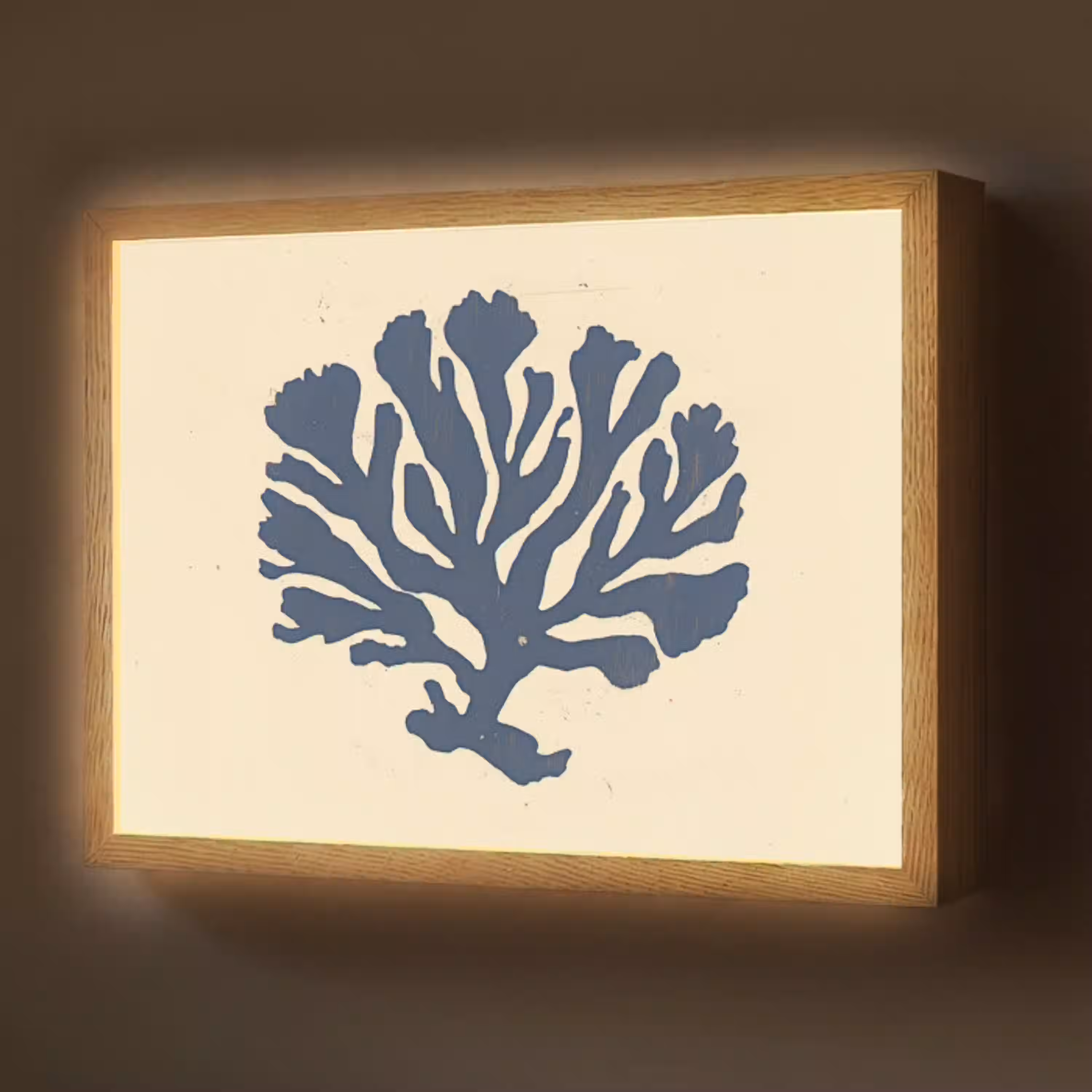 Blauw koraal - Vertakkingen - Beige Light Box met batterij (Wandlamp) middel -z3d_website