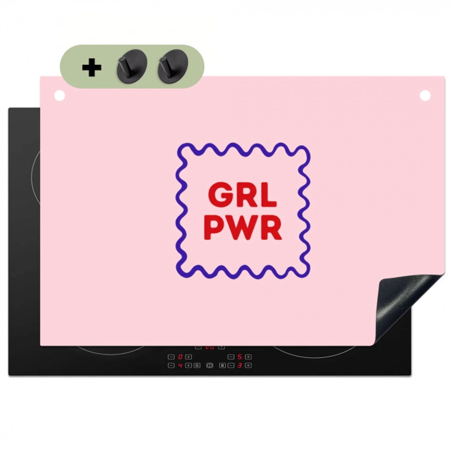 Grl pwr - Roze - Kader Inductie beschemer met haakjes klein -3d