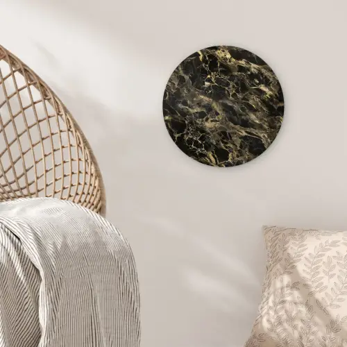 Kristal - Goud - Zwart - Marmer Wandcirkel kunststof plaat 5mm dik klein 188 -sfeer5