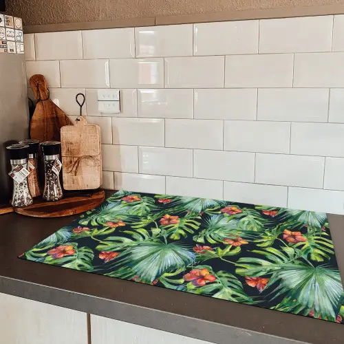 Tropical - Bloemen - Bladeren - Jungle Inductie beschermer vinyl 3mm klein -sfeer3