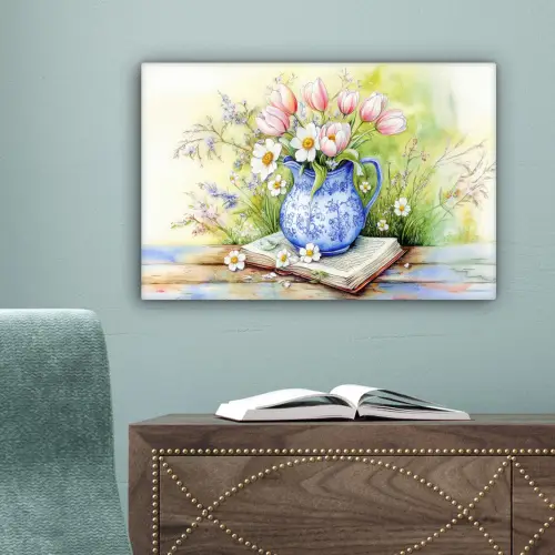 Vaas - Delftsblauw - Madeliefjes canvas 2cm klein -sfeer4