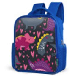 Dinosaurus - Kind - Patronen - Roze - Meisjes Kinderrugzak - Blauw middel -schuin