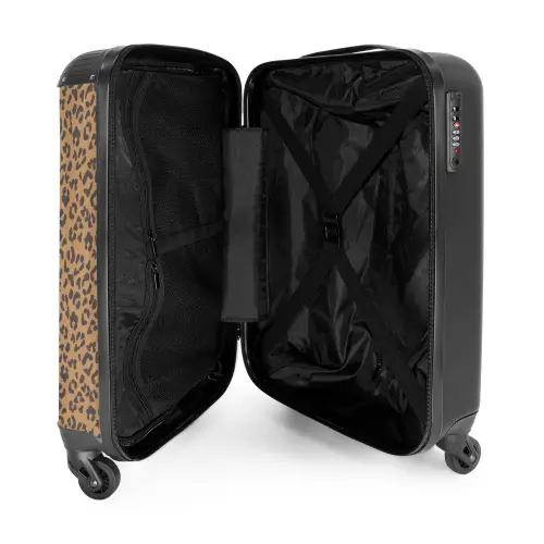 Dieren print panter bruin NBS - Handbagage koffer - Kinderen Unisex middel -binnenkant