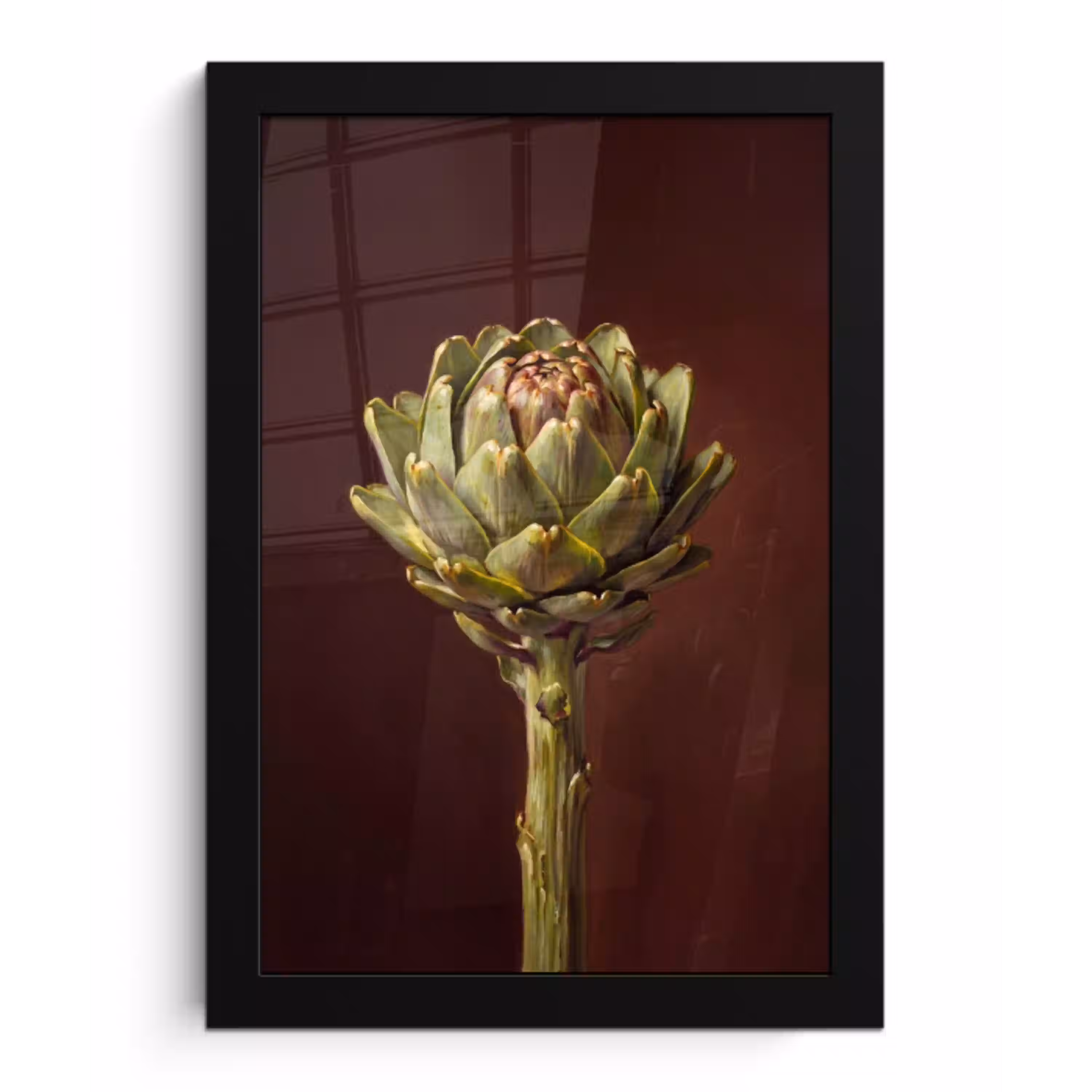 Groente - Artisjok - Groen fotolijst zwart zonder passe partout klein -3d