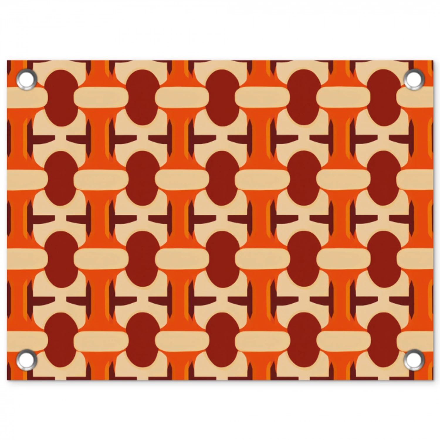Geometrisch - Retro - Oranje tuinposter los doek klein 239 -3d