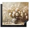 Bloemen - Vaas - Stilleven - Beige Inductie beschermer vinyl 3mm middel -3d