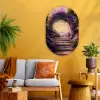 Poort - Paars - Bloemen Wandcirkel Ovaal Glas middel -sfeer4