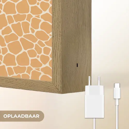 Giraf - Oranje - Patroon Light Box met batterij (Wandlamp) middel 907 -USP_websiteoplaadbaarNL