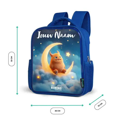 Oranje monster op maansikkel Kinderrugzak - Blauw middel -productfoto_formaten