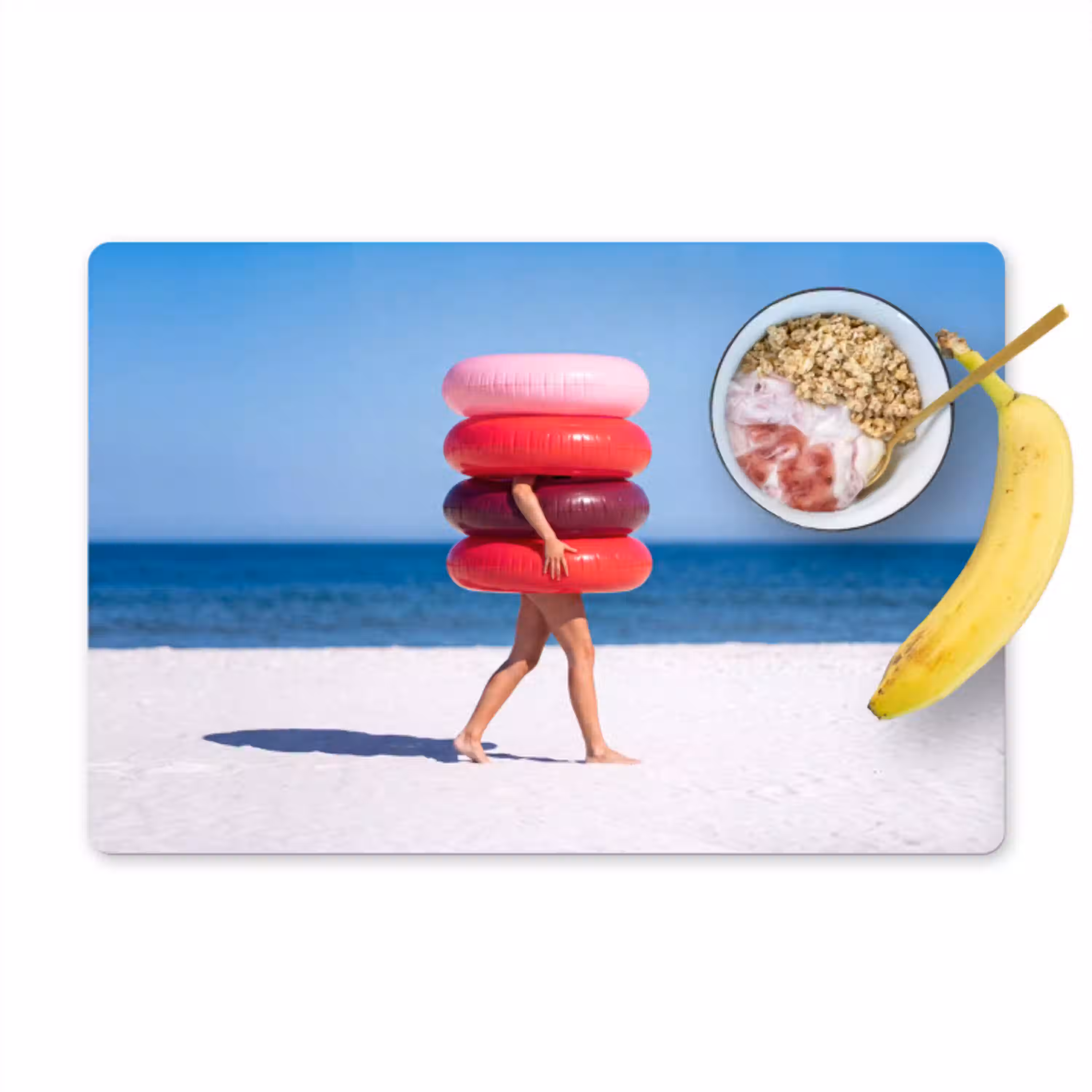 Mensen - Strand - Zomer - Recreatie - Kleurrijk Placemat vinyl groot -zzzproduct_Kitchenyeah-website