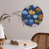 Bloemen - Patroon - Blauw - Contrast Akoestische PET Vilt - Rond klein -sfeer3