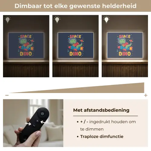 Dino - Raket - Kleurrijk Light Box met batterij (Wandlamp kind) middel -USP_dimbaarNL