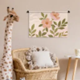 Grafisch - Bloemen - Roze Wandkleed katoen klein -wsfeer5_kind