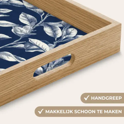 Botanisch - Patroon - Blauw Dienblad Rechthoek middel 911 -USP_HandgreepNL