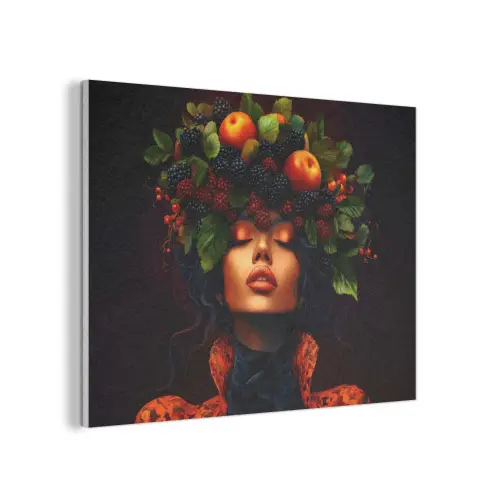 Vrouw - Zwart - Bessen - Bramen - Appels PET vilt klein -3d