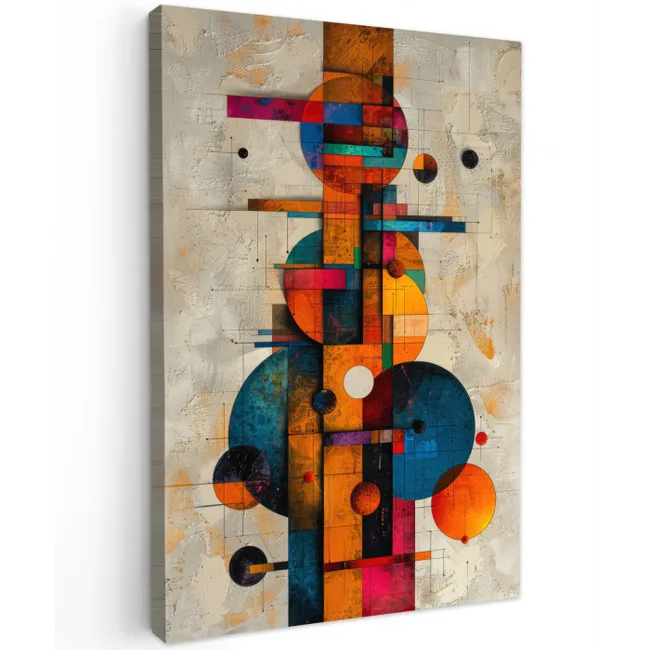 Vintage - Moderne kunst - Oranje - Geometrische vormen canvas 2cm klein -z3d