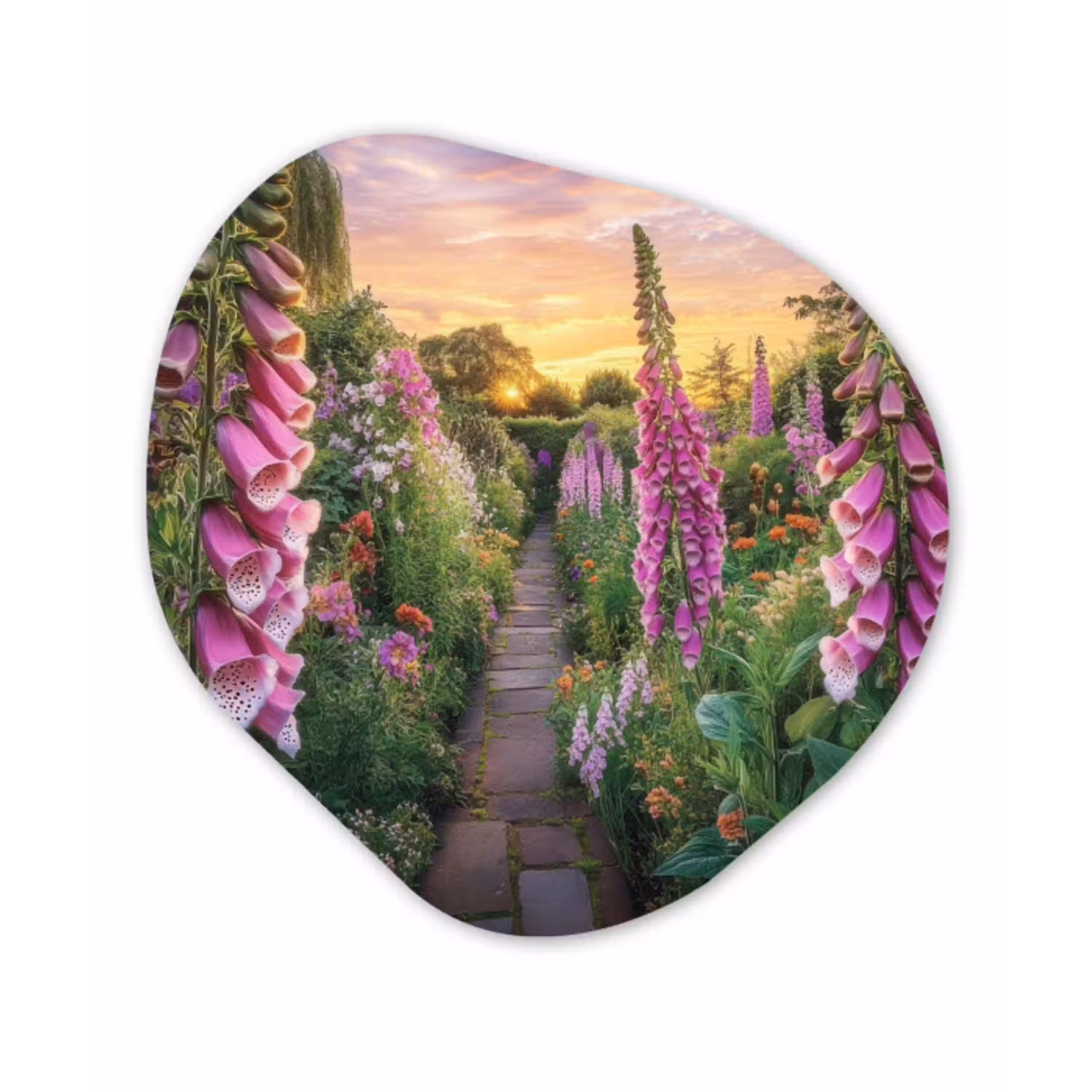 Vingerhoedskruid - Bloemen - Tuin Wandcirkel Organisch Plexiglas middel -3d