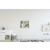 Retro - Blauw - Vrouw textielposter latten blank klein -kinderkamer